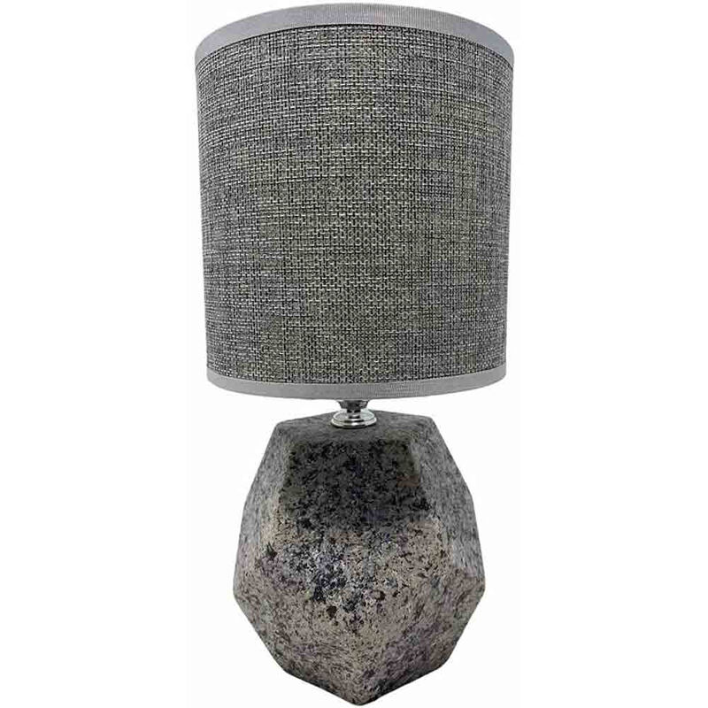 Image of Lumetto in ceramica base effetto pietra attacco e14 abat jour paralume moderno 27x13 vari colori 164673 modello effetto pietra grigio