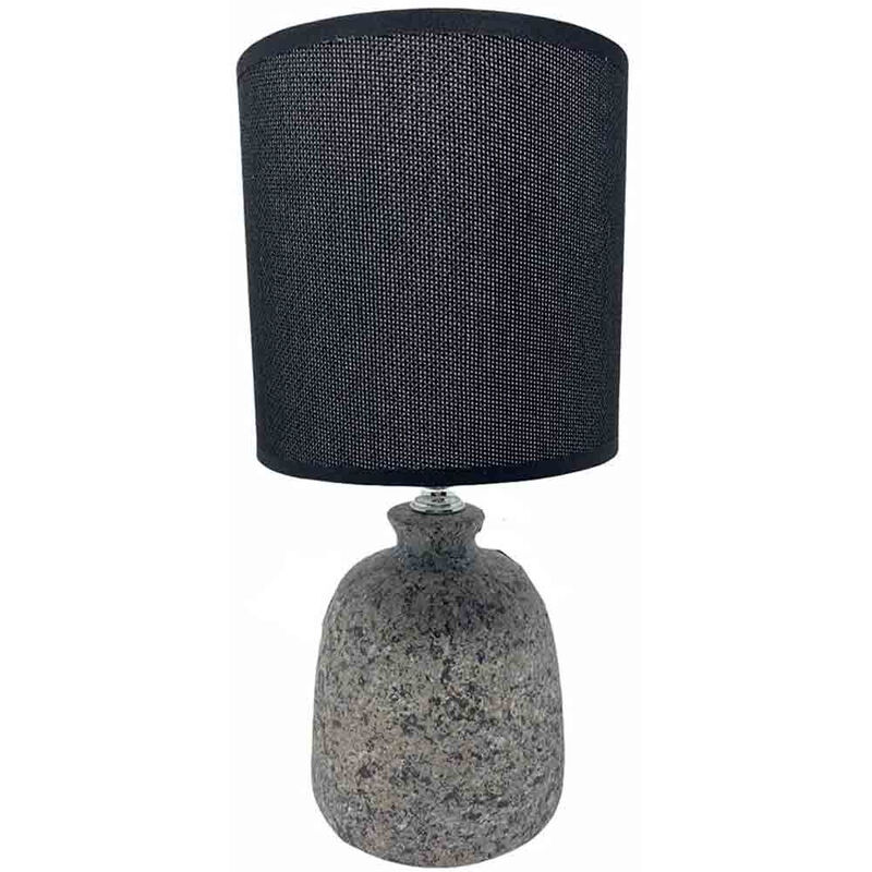 Image of Lumetto in ceramica base effetto pietra attacco e14 abat jour paralume moderno 27x13 vari colori 164673 modello effetto pietra nero