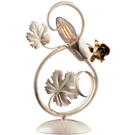 Lumetto in ferro Avorio con decorazioni decape e rose Oro una luce 21x h30 cm