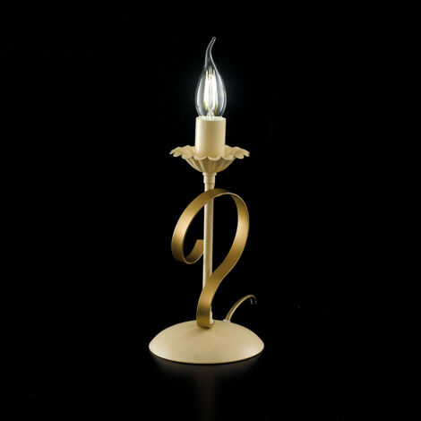 Lumetto in ferro Avorio decape Oro una luce 13x h25 cm