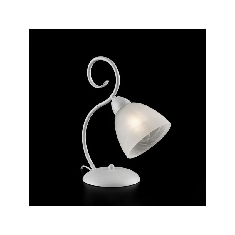Image of Belight - Lumetto in ferro laccato bianco con decorazione shabby e vetro alabastro bianco 1 luce Bianco Shabby Aurelio