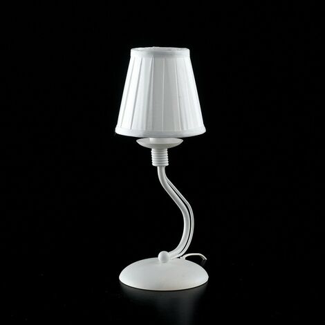 Lumetto in ferro Bianco shabby una luce paralume Bianco 17x h27 cm