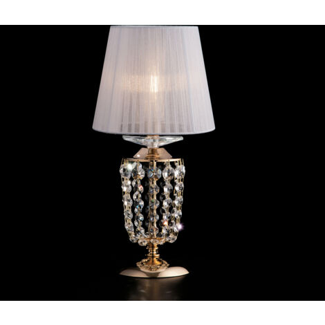 Lumetto in ferro e ottone dorato con paralume 1 luce H.40 - Ø20
