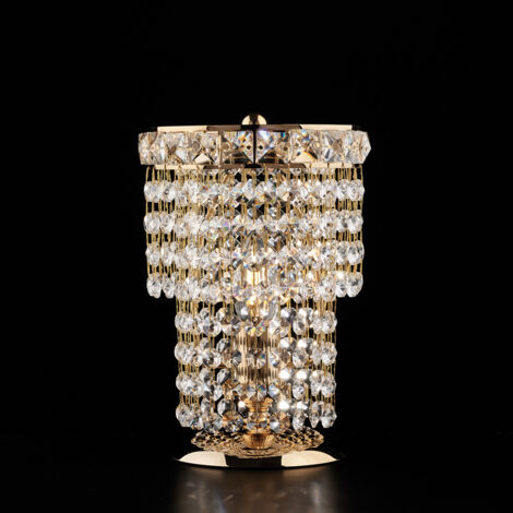 Lumetto in ferro e ottone dorato con strass 1 luce H.24 - Ø16