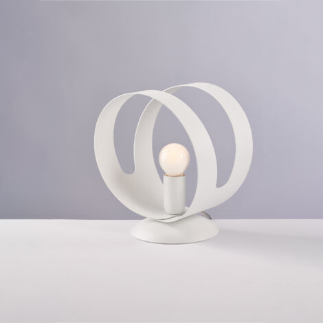 Lumetto in ferro laccato bianco con fascia tagliata a laser 1 luce H.22 - Ø19