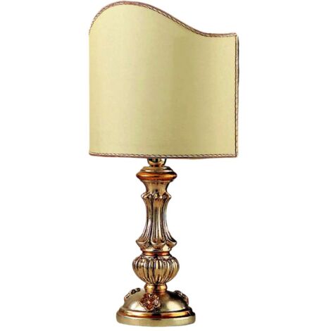Lumetto In Legno Classico Argento Mecca Con Paralume 1 Luce Airone