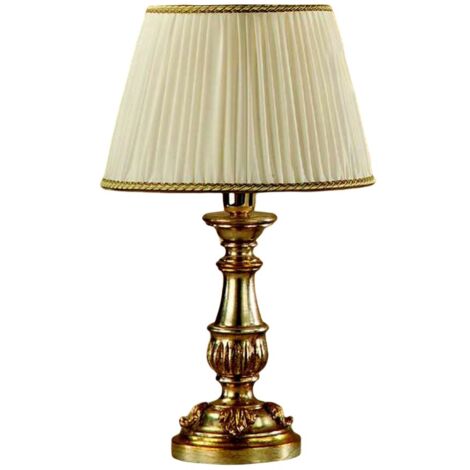 Lumetto In Legno Classico Argento Mecca Con Paralume 1 Luce Cavaliere