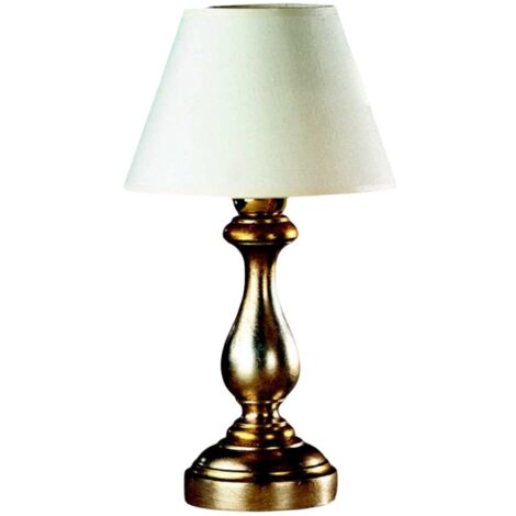 Lumetto In Legno Classico Argento Mecca Con Paralume 1 Luce Merlo