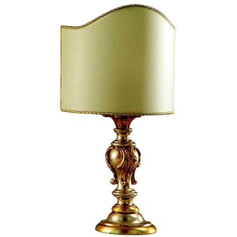 Lumetto In Legno Classico Argento Mecca Con Paralume 1 Luce Piviero