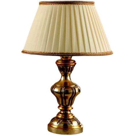 Lumetto In Legno Classico Argento Mecca Con Paralume 1 Luce Rondine