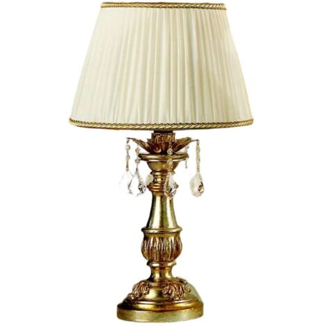 Lumetto In Legno Classico Argento Mecca Con Paralume 1 Luce Trampoliere