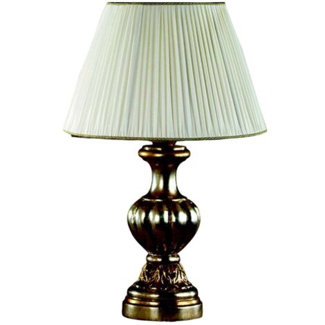 Lumetto In Legno Classico Argento Mecca Con Paralume 1 Luce Tuffolo