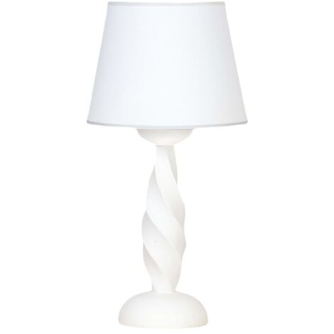 Lumetto In Legno Classico Bianco Opaco Con Paralume 1 Luce Coromorano