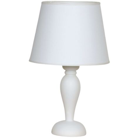 Lumetto In Legno Classico Bianco Opaco Con Paralume 1 Luce Sula
