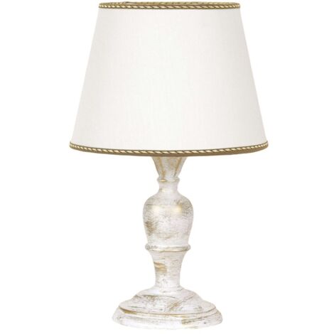 Lumetto In Legno Classico Bianco Oro Polvere 1 Luce Nibbio