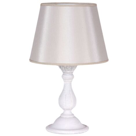 Lumetto In Legno Classico Grigio Sbiancato Con Paralume 1 Luce Falconidi