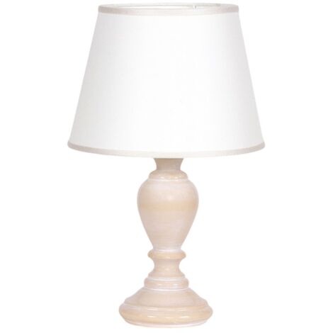 Lumetto In Legno Classico Ocra Sbiancato Con Paralume 1 Luce Anatra