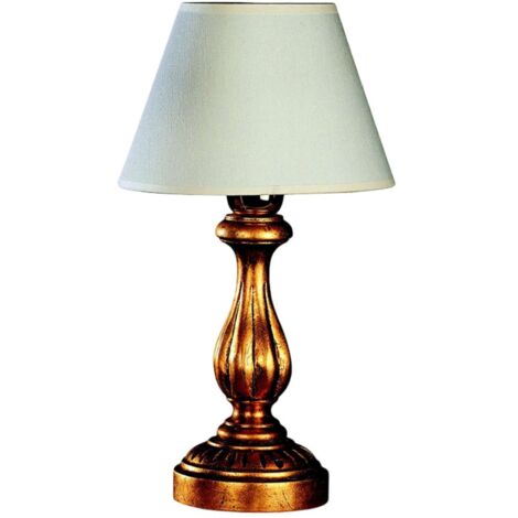 Lumetto In Legno Classico Oro Con Paralume 1 Luce Allodola