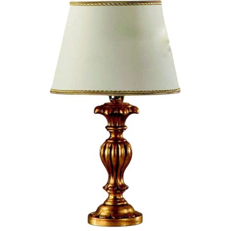 Lumetto In Legno Classico Oro Con Paralume 1 Luce Beccaccia