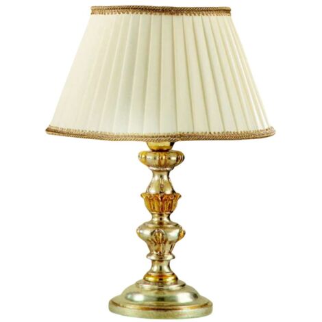Lumetto In Legno Classico Oro Con Paralume 1 Luce Rondone