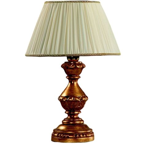 Lumetto In Legno Classico Oro Con Paralume 1 Luce Sparviero