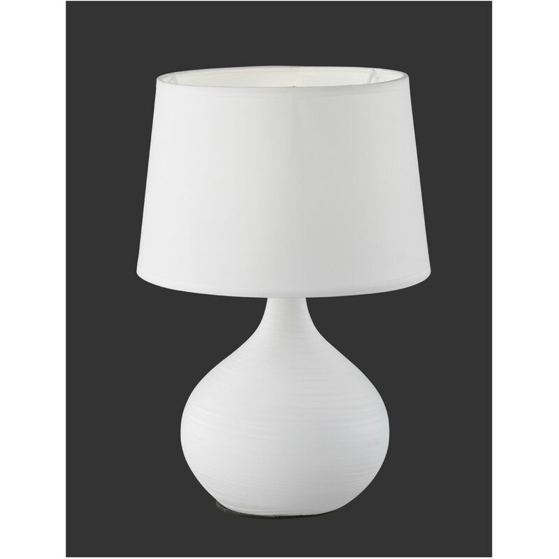 Image of Lumetto Moderno Bianco Base Ceramica con Paralume Martin Trio Lighting