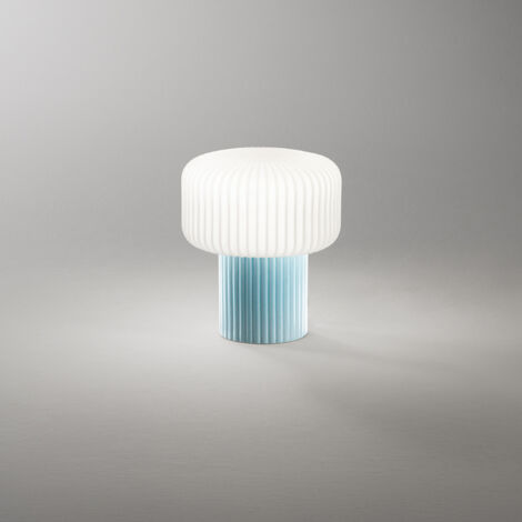 Lumetto Moderno Otty Ceramica Azzurro Vetro 1 Luce G9 Ip20