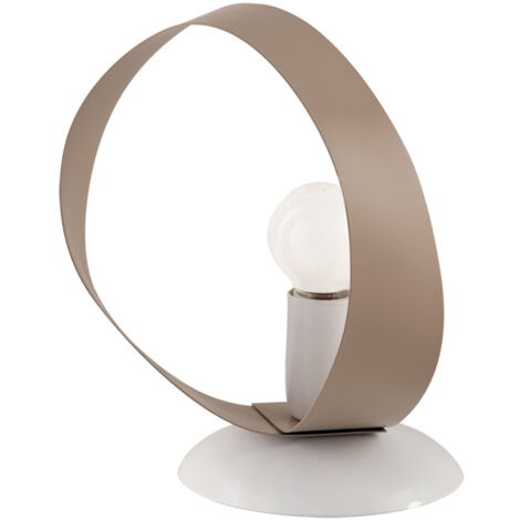 BONETTI ILLUMINA Lumetto Moderno Primula 1 Luce In Ferro Laccato Bianco E Tortora