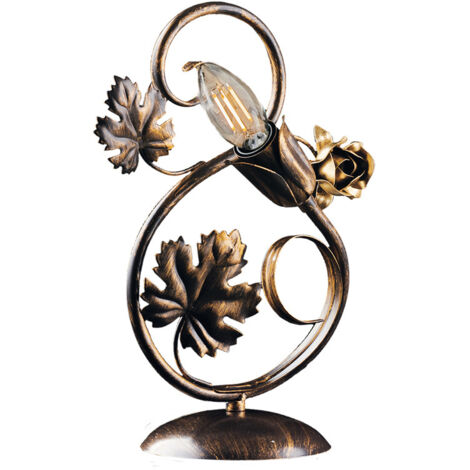 Lumetto rosoni in ferro Marrone con decorazioni Oro una luce 21x h30 cm