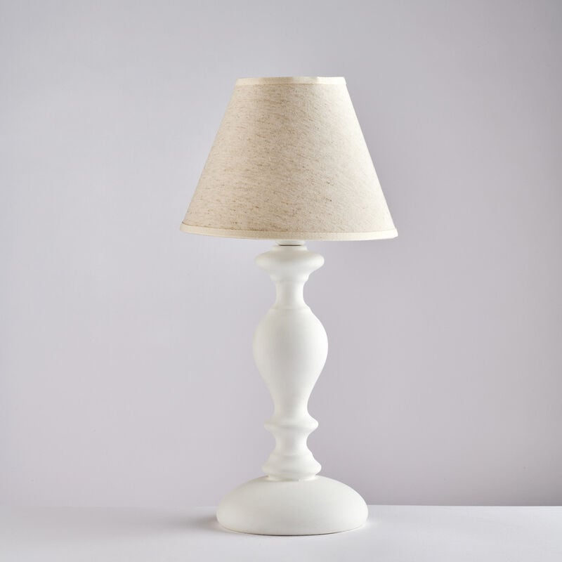 Lumetto in legno bianco shabby 1 luce con paralume dm.20 Cascina