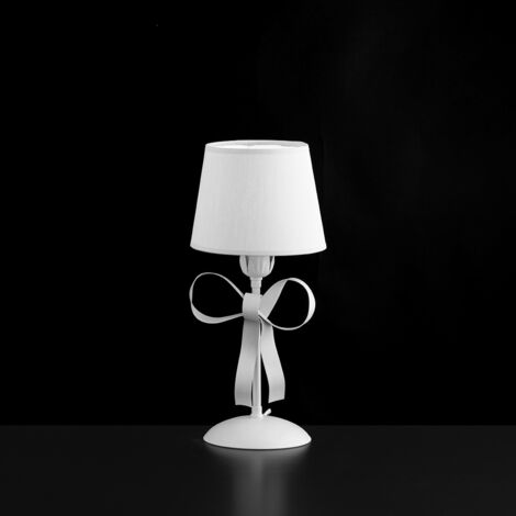 Lumetto Shabby Chic Lucy Bianco 1 Luce Paralume Bianchi