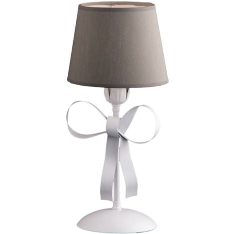 BONETTI ILLUMINA Lumetto Shabby Chic Lucy Bianco 1 Luce Paralume Tortora