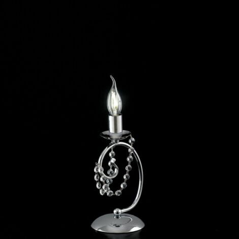 Lumetto Shabby Chic Magda Metallo E Cristallo Cromo E Cristallo 1 Luce E14