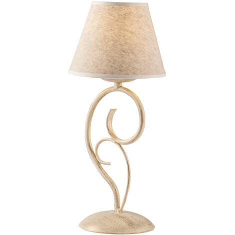 Lumetto vienna ferro Avorio Oro una luce paralume effetto tessuto 16x h38 cm