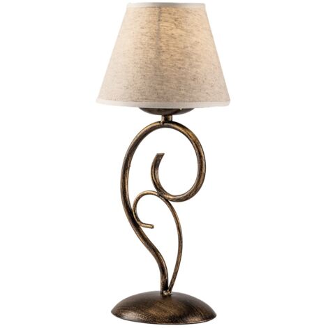 Lumetto Vienna Marrone Oro una luce paralume effetto tessuto 16x h38 cm