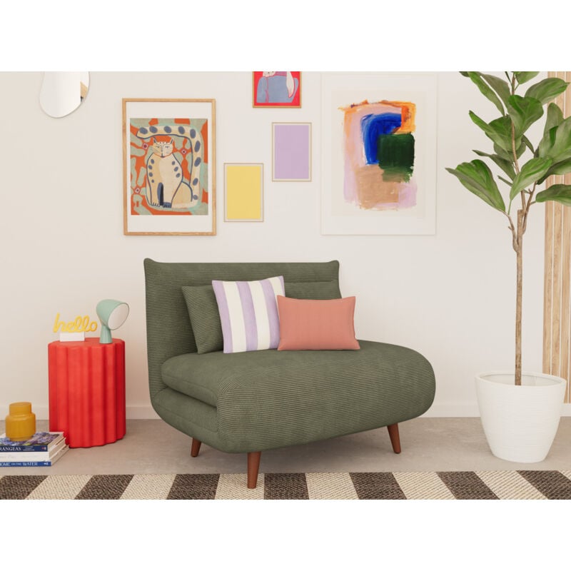 Lumi - banquette convertible clic-clac 1 place en velours côtelé