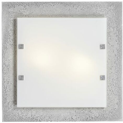 LUMICOM  BETON Plafoniera, 2XE27, max 42W, finitura cemento, vetro, 40x40cm