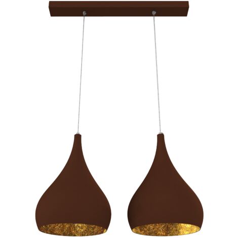 LUMICOM  CALICE LINEARE Sospensione, 2x E27, max 42W, metallo, corten/foglia oro, Ø 20cm
