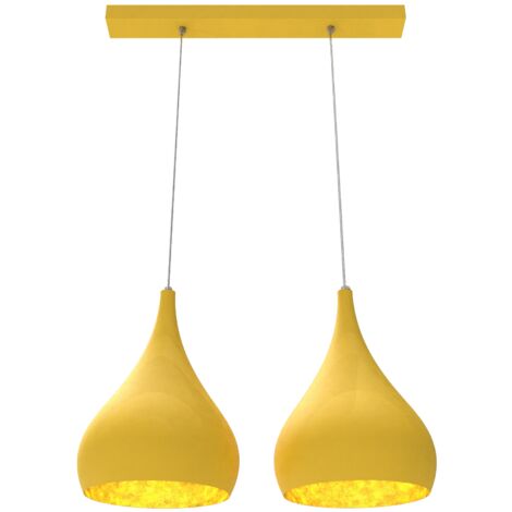 LUMICOM  CALICE LINEARE Sospensione, 2x E27, max 42W, metallo, giallo, Ø 20cm