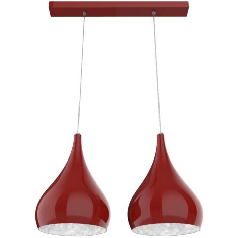 LUMICOM  CALICE LINEARE Sospensione, 2x E27, max 42W, metallo, rosso lucido/bianco, Ø 25cm