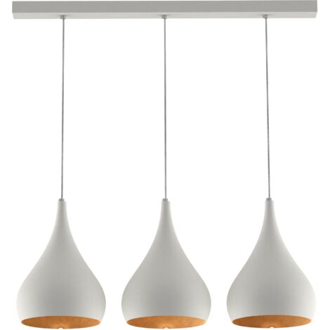 LUMICOM  CALICE LINEARE Sospensione, 3x E27, max 42W, metallo, bianco/foglia oro, Ø 20cm