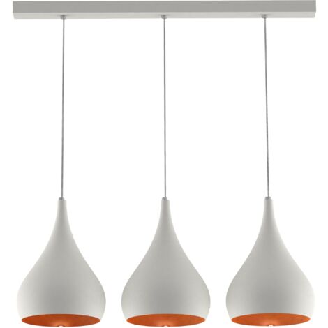 LUMICOM  CALICE LINEARE Sospensione, 3x E27, max 42W, metallo, bianco/foglia rame, Ø 20cm