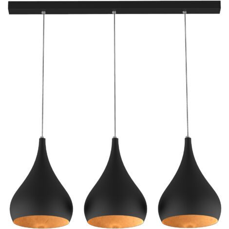 LUMICOM  CALICE LINEARE Sospensione, 3x E27, max 42W, metallo, nero/foglia oro, Ø 20cm