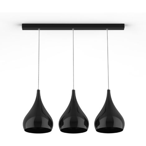 LUMICOM  CALICE LINEARE Sospensione, 3x E27, max 42W, metallo, nero lucido, Ø 20cm