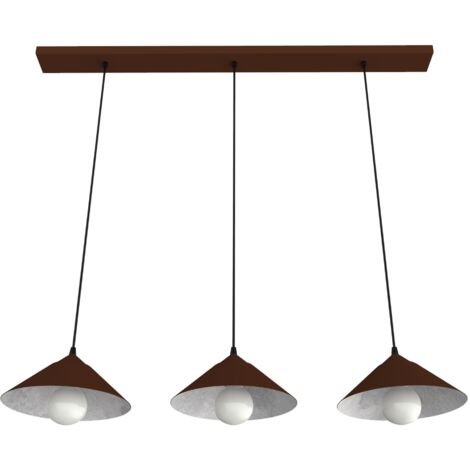LUMICOM  CHAPEAU Binario, 3XE27, max 42W, metallo, corten/foglia argento, D25cm