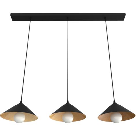 LUMICOM  CHAPEAU Binario, 3XE27, max 42W, metallo, nero/foglia oro, D25cm