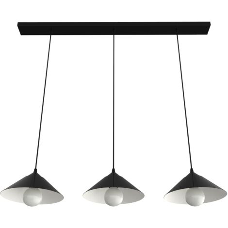 LUMICOM  CHAPEAU Binario, 3XE27, max 42W, metallo, nero lucido/bianco, D25cm