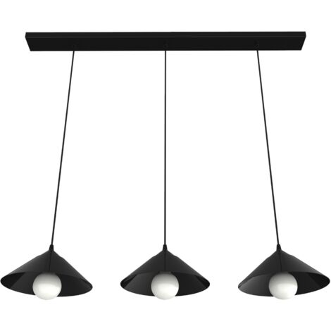 LUMICOM  CHAPEAU Binario, 3XE27, max 42W, metallo, nero lucido, D25cm