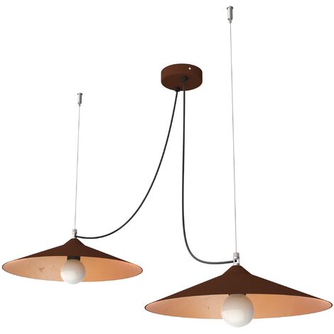 LUMICOM  COLOMBO Sospensione, 2XE27, max 42W, metallo, marrone corten/ foglia rame, D.40cm