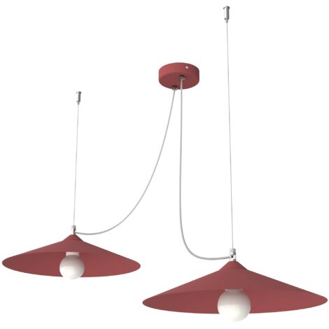 LUMICOM  COLOMBO Sospensione, 2XE27, max 42W, metallo, rosso cowhide, D.40cm